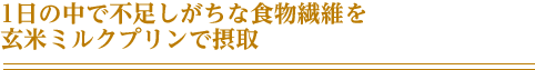 1日の中で不足しがちな食物繊維を玄米ミルクプリンで摂取