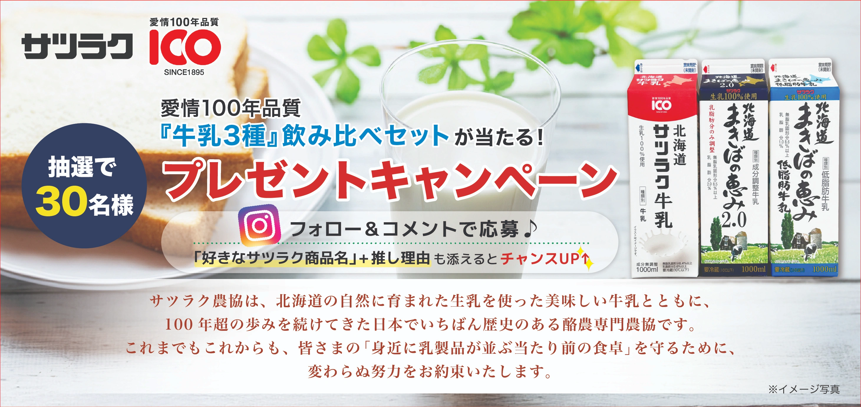牛乳3種飲み比べセットが当たる!プレゼントキャンペーン